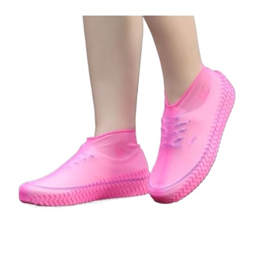Silikon-üBerschuhe 5 Paar wiederverwendbare wasserdichte Regenschuhüberzüge aus Silikon for den Außenbereich, Regenstiefelüberschuhe, Wanderschuhe, Zubehör FüR Damen Und Herren(Rose Red,L 41-45) von WLIHDB