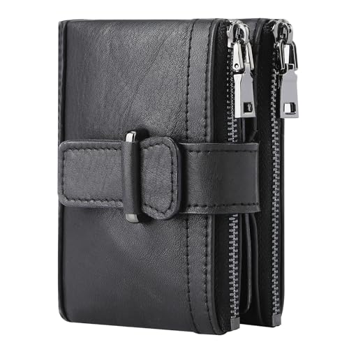 WLIHDB Brieftasche FüR MäNner 1 Stück Herren Geldbörsen Herren Reißverschluss Schnalle Leder Bussines Vintage Geldbörse Herren Geldbörse FüR DraußEn(Black) von WLIHDB