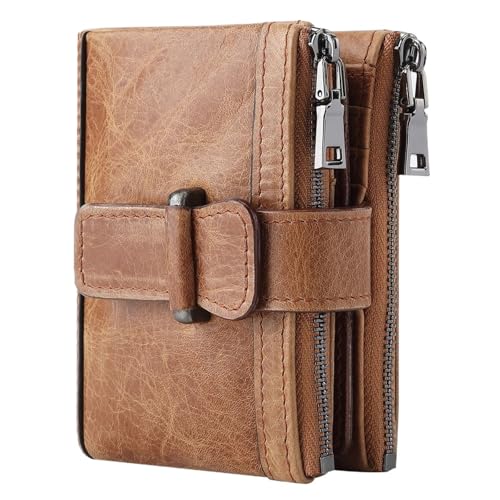 WLIHDB Brieftasche FüR MäNner 1 Stück Herren Geldbörsen Herren Reißverschluss Schnalle Leder Bussines Vintage Geldbörse Herren Geldbörse FüR DraußEn(Brown) von WLIHDB