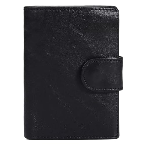 WLIHDB Brieftasche FüR MäNner 1 stücke Männer Brieftasche Aus Echtem Leder Geldbörsen Geldbörse Kupplung Offene Retro Kurze Brieftasche FüR DraußEn(Black) von WLIHDB