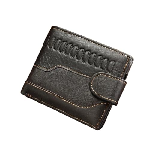 WLIHDB Brieftasche FüR MäNner Herren Geldbörse Aus Echtem Leder Kurzen Kartenhalter Mann Geldbörse Männlich Vintage Tasche Brieftasche for Männer FüR DraußEn(Black) von WLIHDB