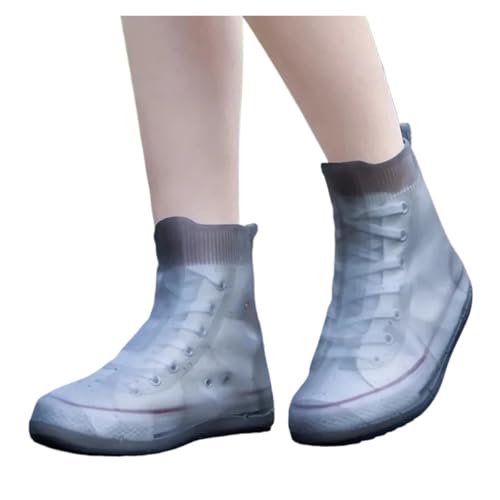 WLIHDB Silikon-üBerschuhe 2 Paar Silikon-Regenstiefelüberzüge, Unisex, wasserdicht, rutschfest, for Outdoor-Wanderungen und Pendeln FüR Damen Und Herren(Grey,M) von WLIHDB