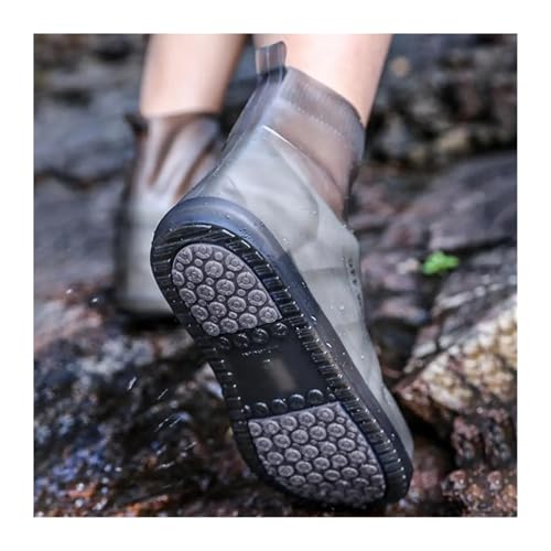 WLIHDB Silikon-üBerschuhe 2 Paar hohe, verdickte, rutschfeste Regenstiefelüberzüge aus Silikon for Regentage im Freien FüR Damen Und Herren(Grey,XXL) von WLIHDB