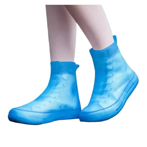 WLIHDB Silikon-üBerschuhe 3 Paar wasserdichte Silikon-Überschuhe for Regenstiefel, rutschfeste Schuhe, Schutz for den Außenbereich, wiederverwendbar, verdickte FüR Damen Und Herren(Blue,2XL) von WLIHDB