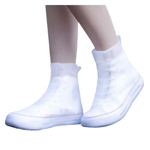 WLIHDB Silikon-üBerschuhe 3 Paar wasserdichte Silikon-Überschuhe for Regenstiefel, rutschfeste Schuhe, Schutz for den Außenbereich, wiederverwendbar, verdickte FüR Damen Und Herren(White,L) von WLIHDB