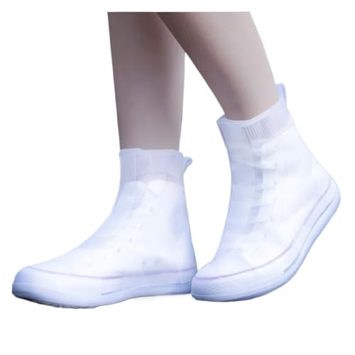 WLIHDB Silikon-üBerschuhe 3 Paar wasserdichte Silikon-Überschuhe for Regenstiefel, rutschfeste Schuhe, Schutz for den Außenbereich, wiederverwendbar, verdickte FüR Damen Und Herren(White,L) von WLIHDB