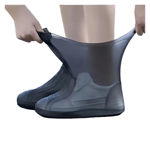WLIHDB Silikon-üBerschuhe 4 Paar Gummi-Regenstiefel-Überschuhe for den Außenbereich, wasserdichte Schuhüberzüge aus Silikon, wiederverwendbarer, rutschfester Regen FüR Damen Und Herren(Black) von WLIHDB