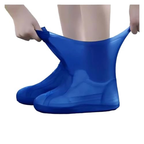 WLIHDB Silikon-üBerschuhe 4 Paar Gummi-Regenstiefel-Überschuhe for den Außenbereich, wasserdichte Schuhüberzüge aus Silikon, wiederverwendbarer, rutschfester Regen FüR Damen Und Herren(Blue) von WLIHDB