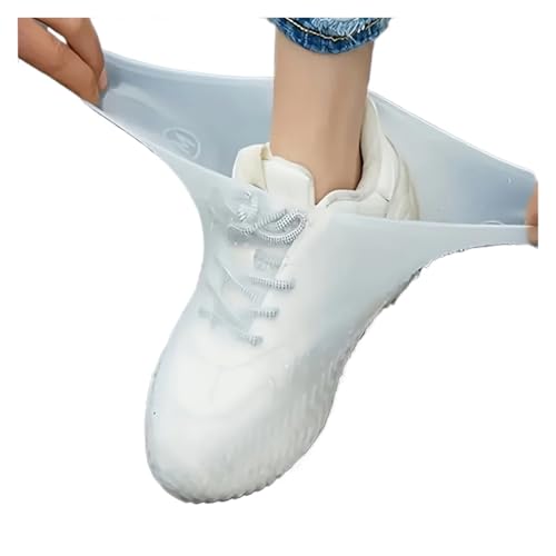 WLIHDB Silikon-üBerschuhe 4 Paar Gummi-Regenstiefel-Überschuhe for den Außenbereich, wasserdichte Schuhüberzüge aus Silikon, wiederverwendbarer, rutschfester Regen FüR Damen Und Herren(WHITE) von WLIHDB