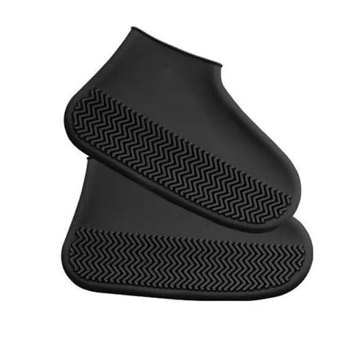 WLIHDB Silikon-üBerschuhe 4 Paar Gummi-Regenstiefel-Überschuhe for den Außenbereich, wasserdichte Silikon-Überschuhe for regnerische Tage FüR Damen Und Herren(Black,M) von WLIHDB