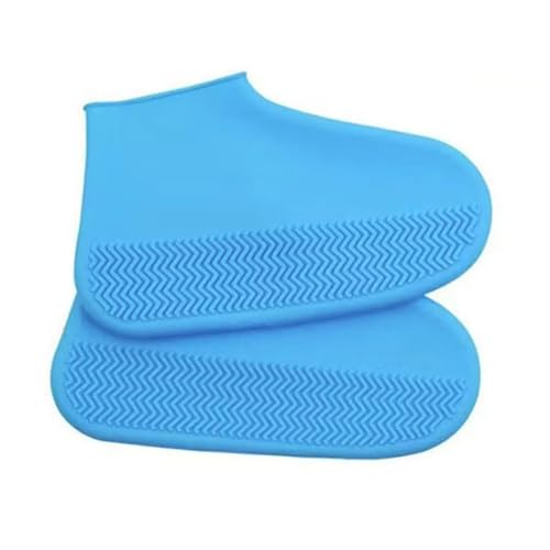 WLIHDB Silikon-üBerschuhe 4 Paar Gummi-Regenstiefel-Überschuhe for den Außenbereich, wasserdichte Silikon-Überschuhe for regnerische Tage FüR Damen Und Herren(Blue,M) von WLIHDB