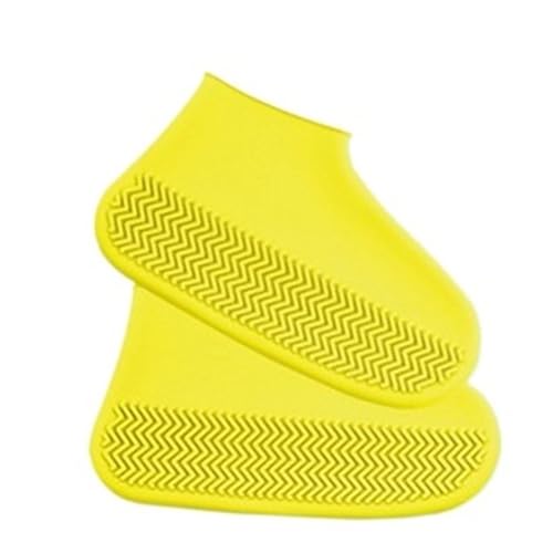 WLIHDB Silikon-üBerschuhe 4 Paar Silikon-Galoschen, wasserdichte Überschuhe for Regenstiefel, Gummi-Regenüberschuhe, Schuhe, Schutz, Unisex, Anti-Rutsch FüR Damen Und Herren(Yellow,L) von WLIHDB