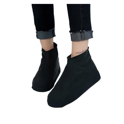 WLIHDB Silikon-üBerschuhe 4 Paar Verdickungsmaterial Schuhe Silikon Überzieher Stiefel Verschleißfest Wasserdicht Wiederverwendbar FüR Damen Und Herren(Black,M(36-40)) von WLIHDB