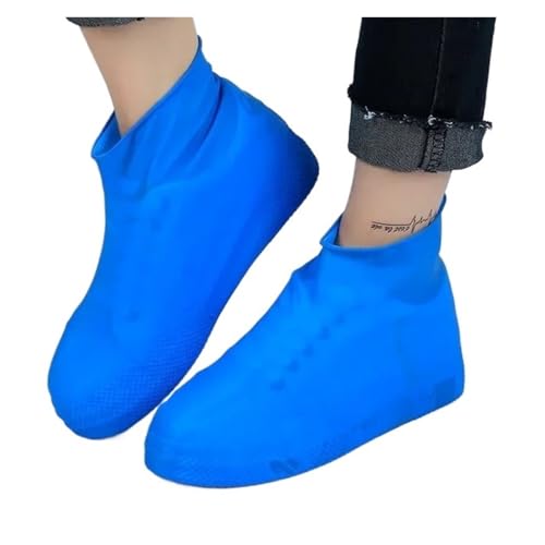 WLIHDB Silikon-üBerschuhe 4 Paar Verdickungsmaterial Schuhe Silikon Überzieher Stiefel Verschleißfest Wasserdicht Wiederverwendbar FüR Damen Und Herren(Blue,S(31-35)) von WLIHDB