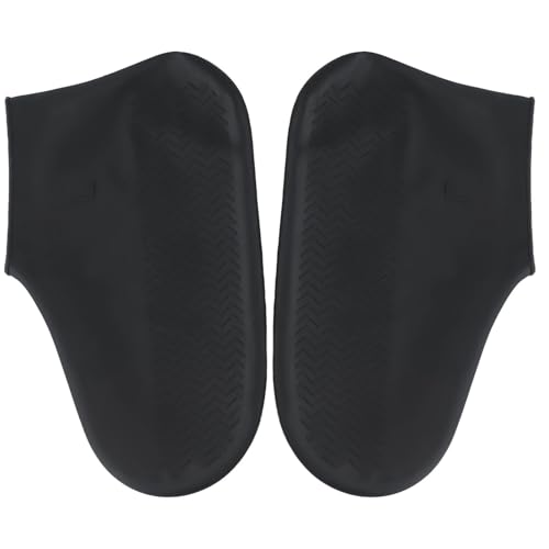 WLIHDB Silikon-üBerschuhe 4 Paar wasserdichte Silikon-Überschuhe, Überschuhe for Stiefel, wiederverwendbar, for den Außenbereich, Regenstiefel, Wanderschuhe FüR Damen Und Herren(Black,M) von WLIHDB