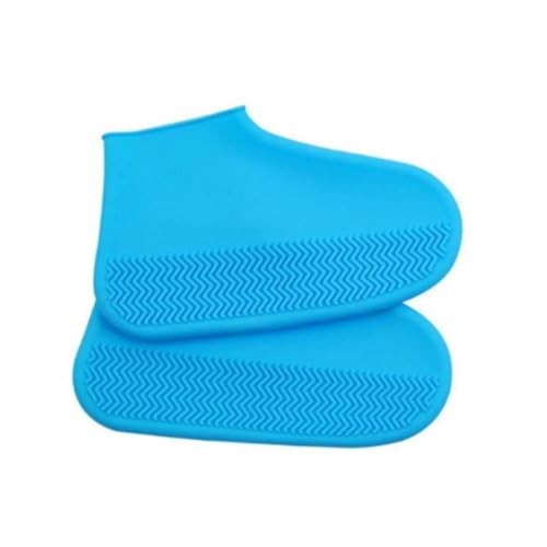 WLIHDB Silikon-üBerschuhe 4 Paar wasserdichte Silikon-Überschuhe, Überschuhe for Stiefel, wiederverwendbar, for den Außenbereich, Regenstiefel, Wanderschuhe FüR Damen Und Herren(Blue,M) von WLIHDB