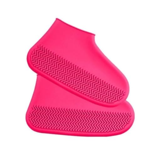 WLIHDB Silikon-üBerschuhe 4 Paar wasserdichte Silikon-Überschuhe, Überschuhe for Stiefel, wiederverwendbar, for den Außenbereich, Regenstiefel, Wanderschuhe FüR Damen Und Herren(Rose Red,S) von WLIHDB