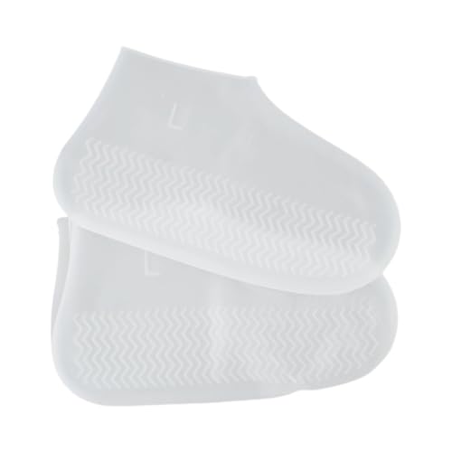 WLIHDB Silikon-üBerschuhe 4 Paar wasserdichte Silikon-Überschuhe, Überschuhe for Stiefel, wiederverwendbar, for den Außenbereich, Regenstiefel, Wanderschuhe FüR Damen Und Herren(White,M) von WLIHDB
