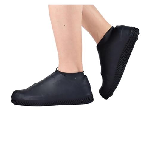 WLIHDB Silikon-üBerschuhe 4 Paar wasserdichte Überschuhe, rutschfest, wasserabweisend, verdickter Regenschutz aus Silikonkautschuk FüR Damen Und Herren(Black,XL) von WLIHDB