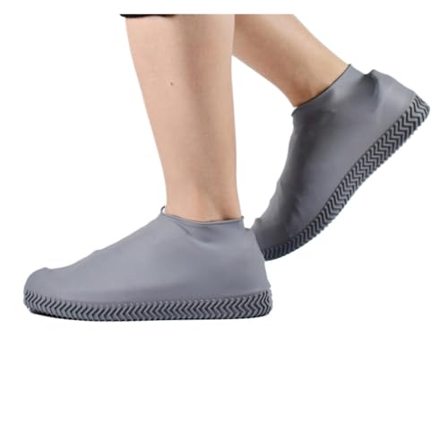 WLIHDB Silikon-üBerschuhe 4 Paar wasserdichte Überschuhe, rutschfest, wasserabweisend, verdickter Regenschutz aus Silikonkautschuk FüR Damen Und Herren(Gray,S) von WLIHDB