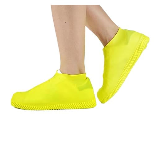 WLIHDB Silikon-üBerschuhe 4 Paar wasserdichte Überschuhe, rutschfest, wasserabweisend, verdickter Regenschutz aus Silikonkautschuk FüR Damen Und Herren(Yellow,XL) von WLIHDB