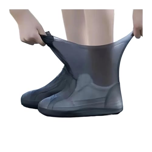WLIHDB Silikon-üBerschuhe 4 Paar wiederverwendbare, rutschfeste Regenstiefel-wasserdichte Schuhüberzüge aus Gummi for den Außenbereich FüR Damen Und Herren(Black,M (34-40)) von WLIHDB
