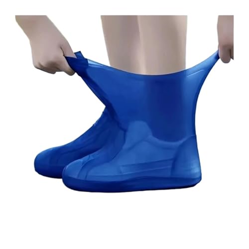 WLIHDB Silikon-üBerschuhe 4 Paar wiederverwendbare, rutschfeste Regenstiefel-wasserdichte Schuhüberzüge aus Gummi for den Außenbereich FüR Damen Und Herren(Blue,M (34-40)) von WLIHDB