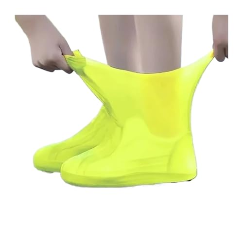 WLIHDB Silikon-üBerschuhe 4 Paar wiederverwendbare, rutschfeste Regenstiefel-wasserdichte Schuhüberzüge aus Gummi for den Außenbereich FüR Damen Und Herren(Yellow,L (41-47)) von WLIHDB