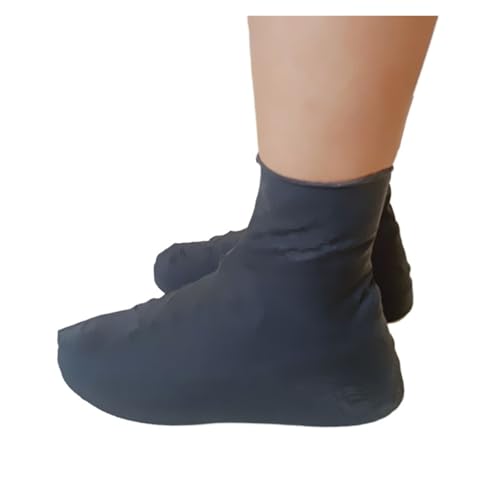 WLIHDB Silikon-üBerschuhe 4 paar Unisex Silikon Schuh Abdeckungen Einfarbig Regen Wasserdicht Wiederverwendbare Dehnbar Schuhe Socken Protector FüR Damen Und Herren(Black,M) von WLIHDB