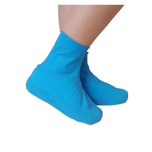 WLIHDB Silikon-üBerschuhe 4 paar Unisex Silikon Schuh Abdeckungen Einfarbig Regen Wasserdicht Wiederverwendbare Dehnbar Schuhe Socken Protector FüR Damen Und Herren(Blue,L) von WLIHDB
