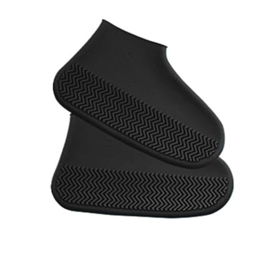 WLIHDB Silikon-üBerschuhe 4 paar Wasserdichte Schuh Abdeckungen Wiederverwendbare Faltbare Nicht-Slip Regen Protektoren Überschuhe FüR Damen Und Herren(Black,S) von WLIHDB