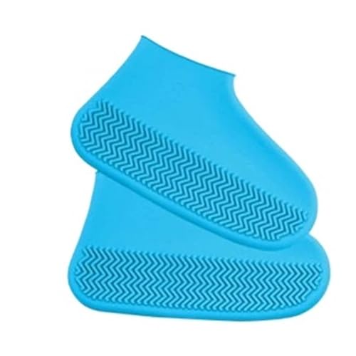 WLIHDB Silikon-üBerschuhe 4 paar Wasserdichte Schuh Abdeckungen Wiederverwendbare Faltbare Nicht-Slip Regen Protektoren Überschuhe FüR Damen Und Herren(Blue,M) von WLIHDB