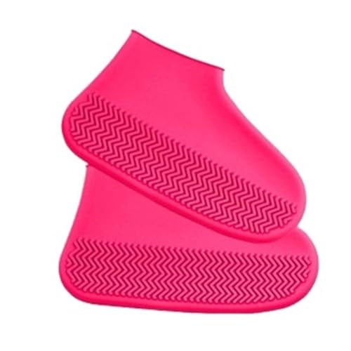 WLIHDB Silikon-üBerschuhe 4 paar Wasserdichte Schuh Abdeckungen Wiederverwendbare Faltbare Nicht-Slip Regen Protektoren Überschuhe FüR Damen Und Herren(Rose Red,L) von WLIHDB