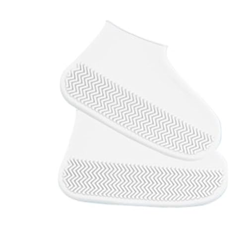 WLIHDB Silikon-üBerschuhe 4 paar Wasserdichte Schuh Abdeckungen Wiederverwendbare Faltbare Nicht-Slip Regen Protektoren Überschuhe FüR Damen Und Herren(White,M) von WLIHDB