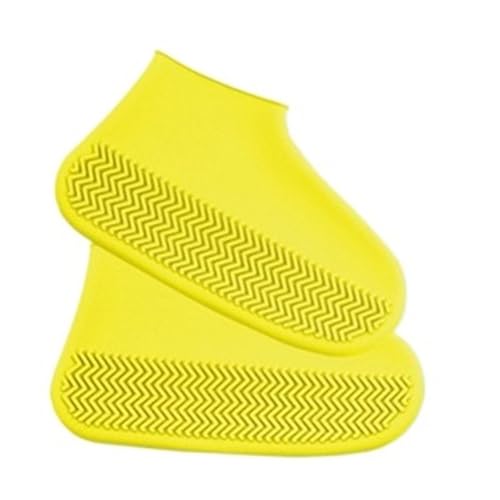 WLIHDB Silikon-üBerschuhe 4 paar Wasserdichte Schuh Abdeckungen Wiederverwendbare Faltbare Nicht-Slip Regen Protektoren Überschuhe FüR Damen Und Herren(Yellow,M) von WLIHDB