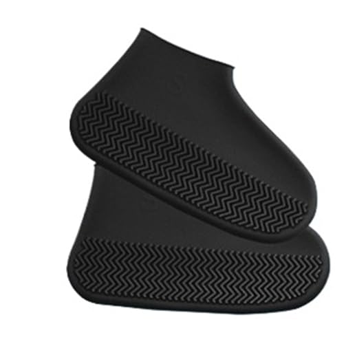 WLIHDB Silikon-üBerschuhe 5 Paar Silikon-Galoschen, wasserdichte Überschuhe for Regenstiefel, Gummi-Regenüberschuhe, Schuhe, Schutz, Unisex, Anti-Rutsch FüR Damen Und Herren(Black,L) von WLIHDB
