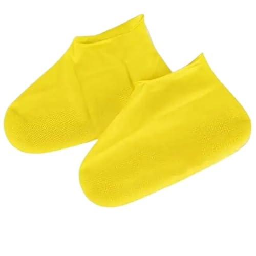 WLIHDB Silikon-üBerschuhe 5 Paar Verdicken Wasserdichte Schuhüberzüge Silikon Regenschuhe Gummistiefel Überzüge Sneakers Protector Fußabdeckungen Radfahren Überschuhe FüR Damen Und Herren(Yellow,L) von WLIHDB