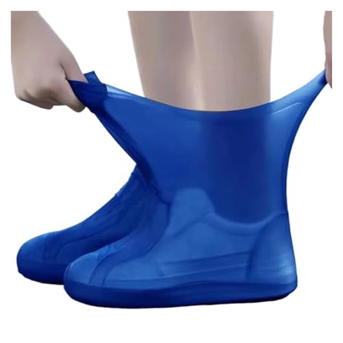 WLIHDB Silikon-üBerschuhe 5 Paar Wanderschuhe Silikon-Überschuhe Wasserdichte Schuhe Protektoren Regen Schuhüberzug Wiederverwendbare verdickte Regenstiefel FüR Damen Und Herren(Blue,M) von WLIHDB