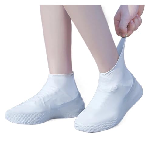 WLIHDB Silikon-üBerschuhe 5 Paar Wanderschuhe Silikon-Überschuhe Wasserdichte Schuhe Protektoren Regen Schuhüberzug Wiederverwendbare verdickte Regenstiefel FüR Damen Und Herren(White,L) von WLIHDB