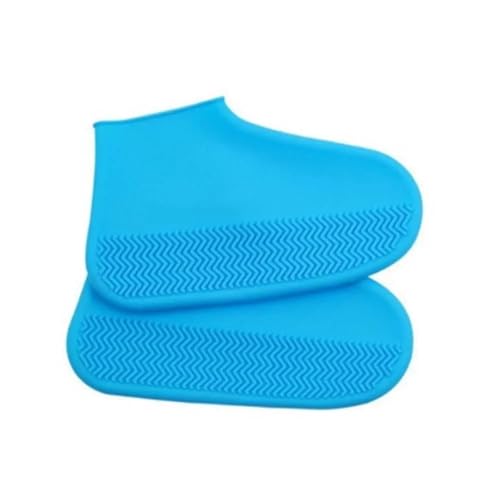 WLIHDB Silikon-üBerschuhe 5 Paar wasserdichte Silikon-Überschuhe, rutschfeste Gummi-Überschuhe for regnerische Tage, wiederverwendbare Stiefelschützer FüR Damen Und Herren(Blue,L) von WLIHDB