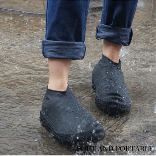 WLIHDB Silikon-üBerschuhe 5 Paar wiederverwendbare, rutschfeste Regenstiefel-wasserdichte Schuhüberzüge aus Gummi for den Außenbereich FüR Damen Und Herren(Blue,L (41-47)) von WLIHDB