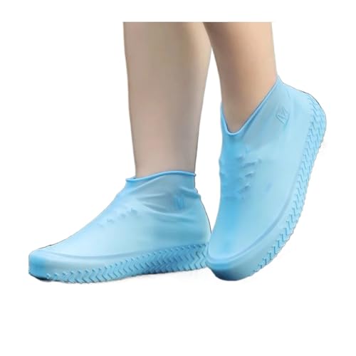 WLIHDB Silikon-üBerschuhe 5 Paar wiederverwendbare wasserdichte Regenschuhüberzüge aus Silikon for den Außenbereich, Regenstiefelüberschuhe, Wanderschuhe, Zubehör FüR Damen Und Herren(Blue,L 41-45) von WLIHDB