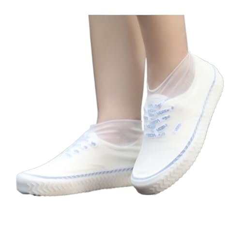 WLIHDB Silikon-üBerschuhe 5 Paar wiederverwendbare wasserdichte Regenschuhüberzüge aus Silikon for den Außenbereich, Regenstiefelüberschuhe, Wanderschuhe, Zubehör FüR Damen Und Herren(White,S 26-34) von WLIHDB