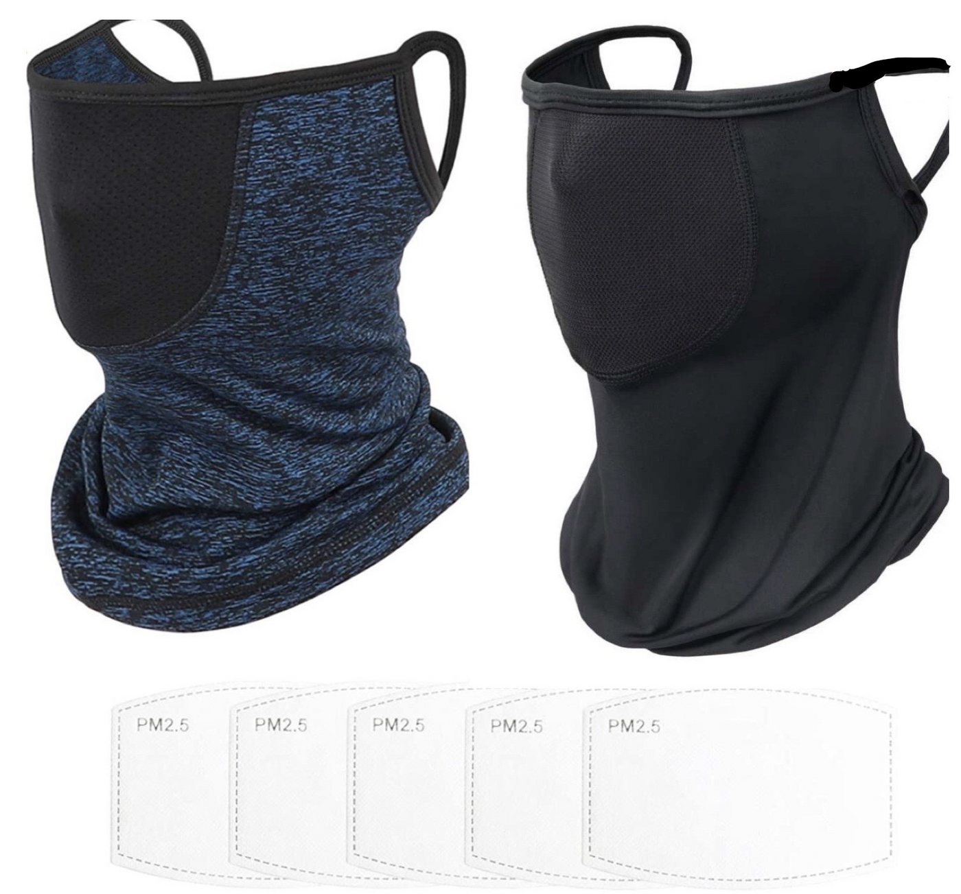 WLIXPBB Sturmhaube 2er Set Multifunktions-Schal: Motorrad Sport Halstuch Outdoor Maske (2er Set mit Filter, 2er Set Mit Filter) von WLIXPBB