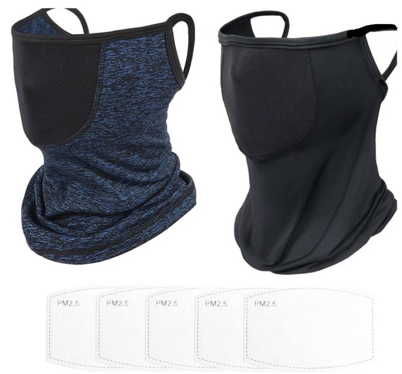 WLIXPBB Sturmhaube 2er Set Multifunktions-Schal: Motorrad Sport Halstuch Outdoor Maske (2er Set mit Filter, 2er Set Mit Filter) von WLIXPBB