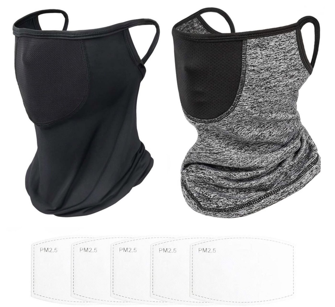 WLIXPBB Sturmhaube 2er Set Multifunktions-Schal: Motorrad Sport Halstuch Outdoor Maske (2er Set mit Filter, 2er Set Mit Filter) von WLIXPBB