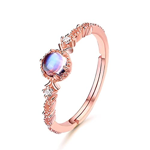 WLLDDDIU Herren Ringe 925 Silber,925 Sterling Silber Ring Retro Mode Blauer Mondstein Plattiert Roségold Zirkon Offene Verstellbare Ringe Schmuck Geschenke Für Jungen Mädchen Männer Frauen von WLLDDDIU