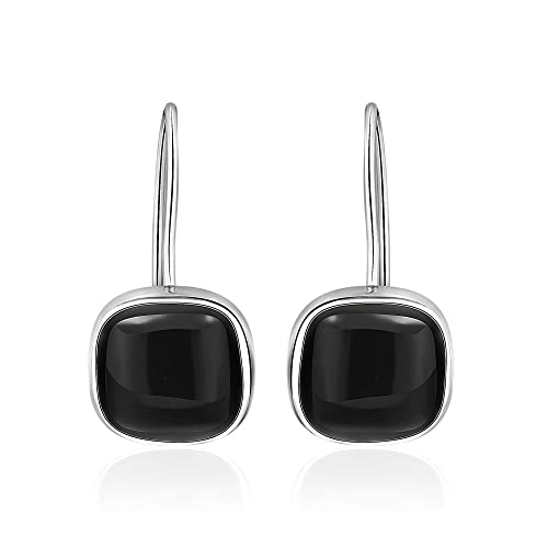 ASDFY Ohrhänger Silber 925,S925 Silber Ohrringe Ohrstecker Black Onyx Square Stud Ohrringe Stilvolle Knorpel Kleine Ohrstecker Frauen Mädchen Paare von WLLDDDIU