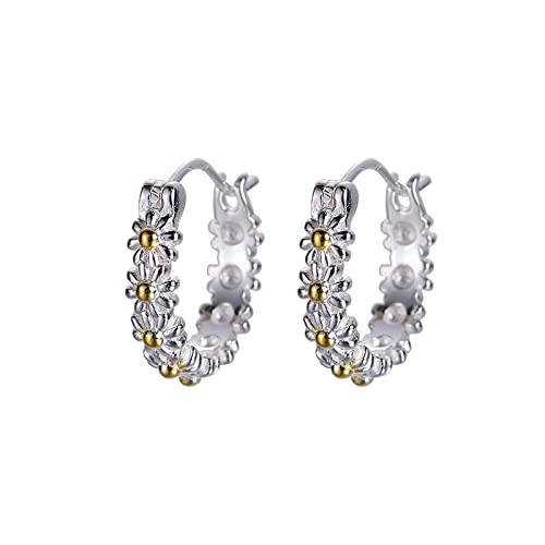 WLLDDDIU Ohrstecker,Ohrringe Silber Gänseblümchen Ohrringe Feiner Knorpel Sterling Silber Creolen Weihnachten Schmuck Für Frauen Mädchen Paare von WLLDDDIU