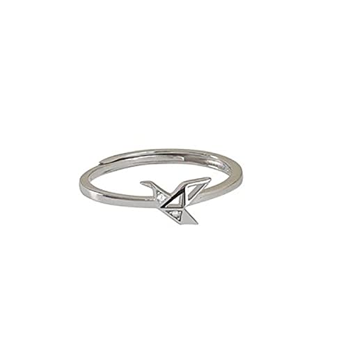 ASDFY Rings Aesthetic, 925 Sterling Silver Ring The Hollowed Thousand Paper Cranes Simple Unique Open Adjustable Rings Jewellery Gifts for Boy Girl Men Womens von WLLDDDIU